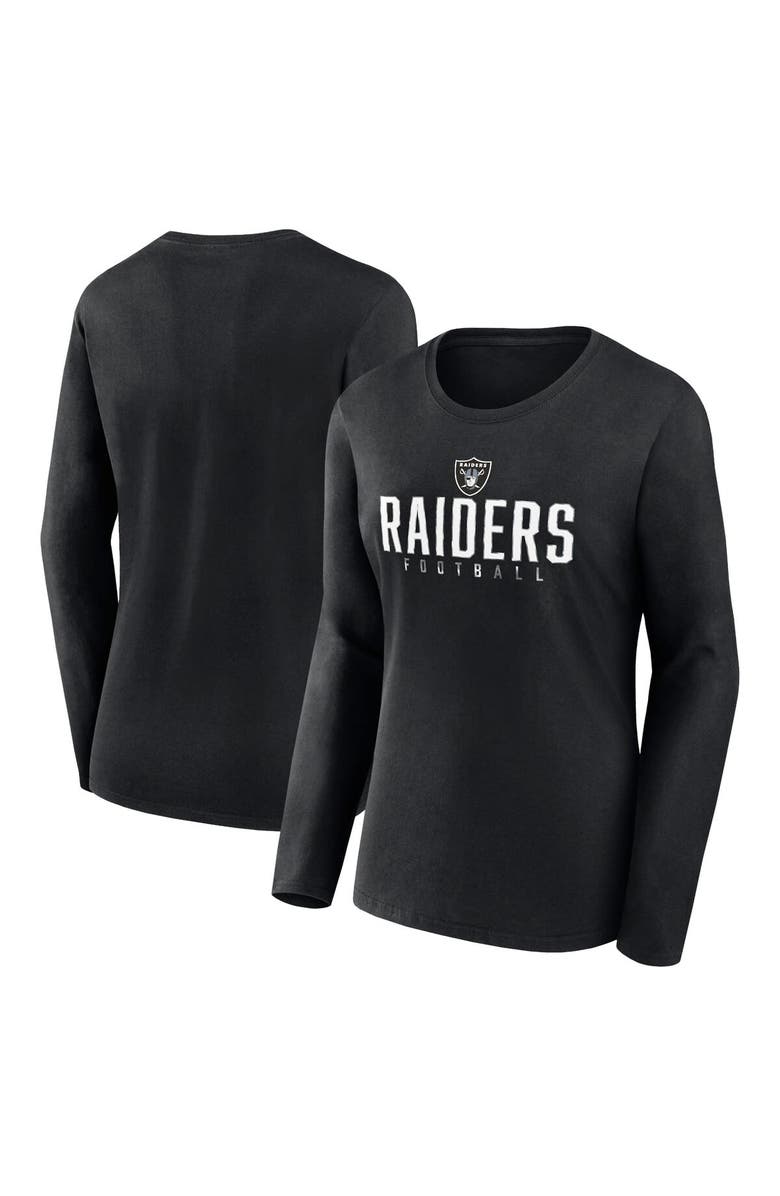 FANATICS Women's Fanatics Branded Black Las Vegas Raiders Plus Size Foiled Play Long Sleeve T-Shirt, Main, color, Black