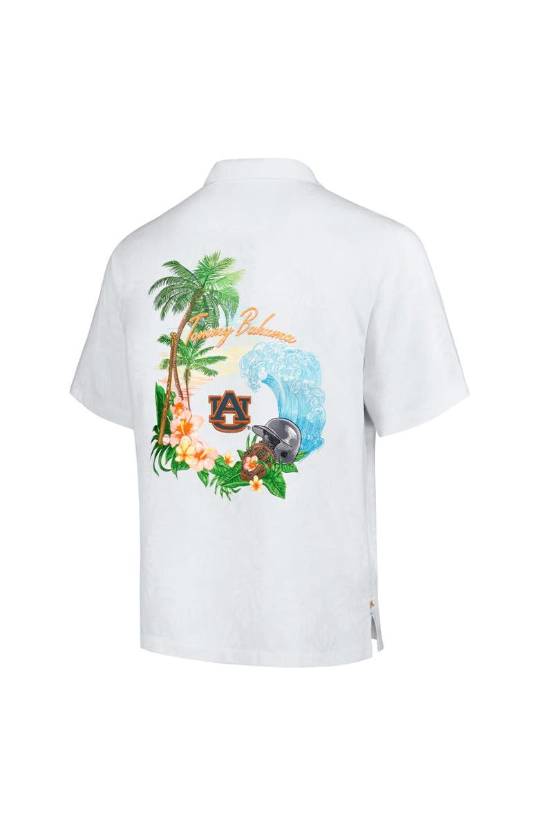 Tommy Bahama Men's Tommy Bahama White Auburn Tigers Castaway Game Camp Button-Up Shirt, Alternate, color,