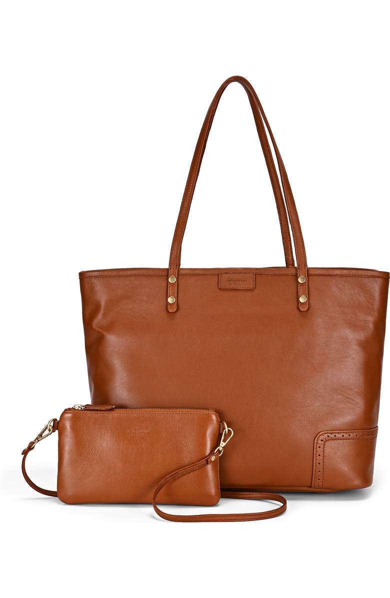 OLD TREND Camellia Medium Reversible Leather Tote, Main, color, Cognac