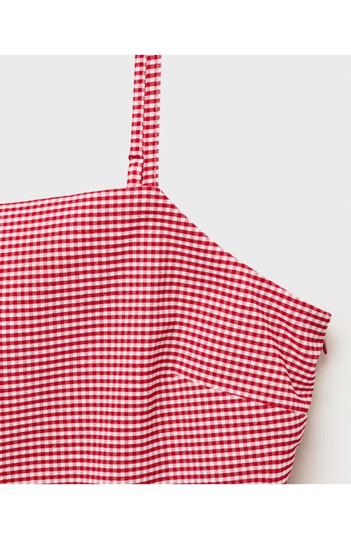 Mango Gingham Bubble Camisole In Pink