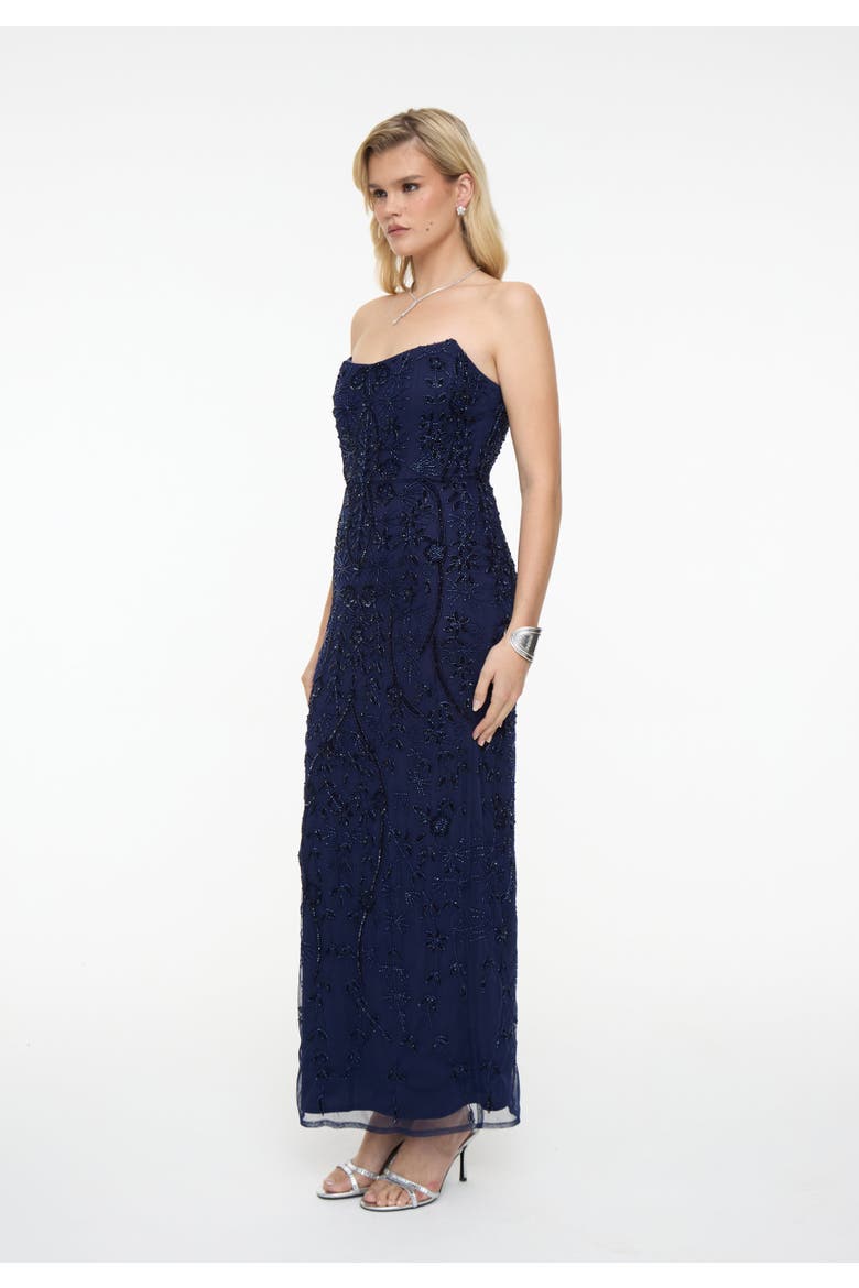Embellished Sequin Beaded Maxi Strapless Dress, Alternate, color, MID NIGHT BLUE