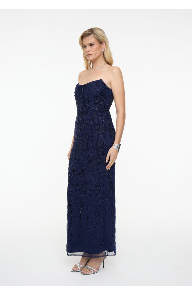 BEAUUT Embellished Sequin Beaded Maxi Strapless Dress, Alternate, color, Mid Night Blue
