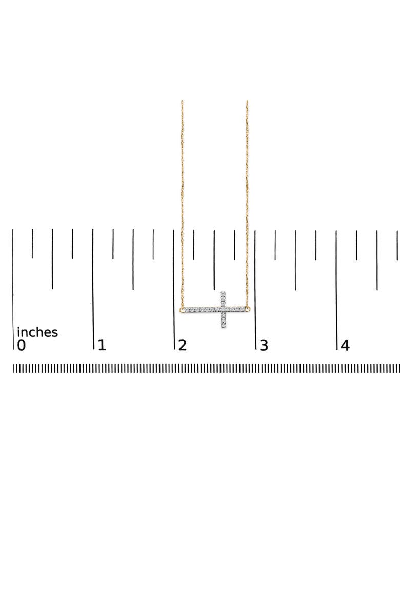 10K Yellow Gold 1/5 Cttw Diamond Sideways Cross Pendant Necklace, Alternate, color, Yellow Gold