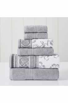 Modern Threads Yarn Dyed Jacquard/Solid Towel 6-Piece Set - Ophelia Stone