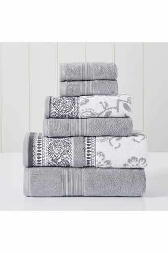 Modern Threads Yarn Dyed Jacquard/Solid Towel 6-Piece Set - Ophelia Stone