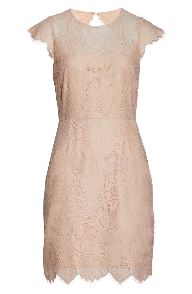 BB Dakota by Steve Madden Jayce Lace Sheath Cocktail Dress, Alternate, color,