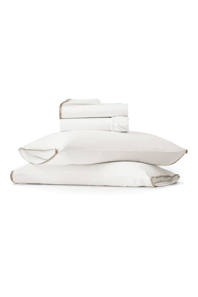 Signature Trielle Sheet Set, Main, color, WHITE/ PEWTER/ OAK