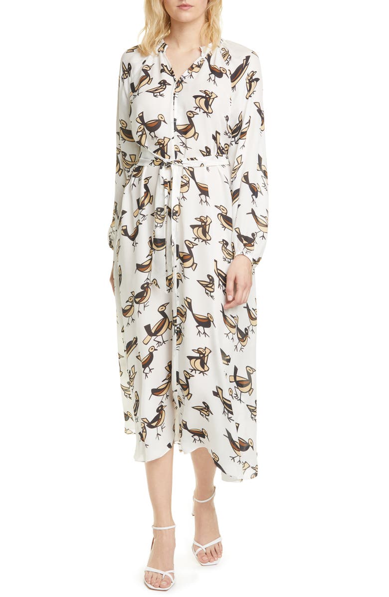 Samsøe Samsøe Kaia Long Sleeve Silk Midi Dress, Main, color, 