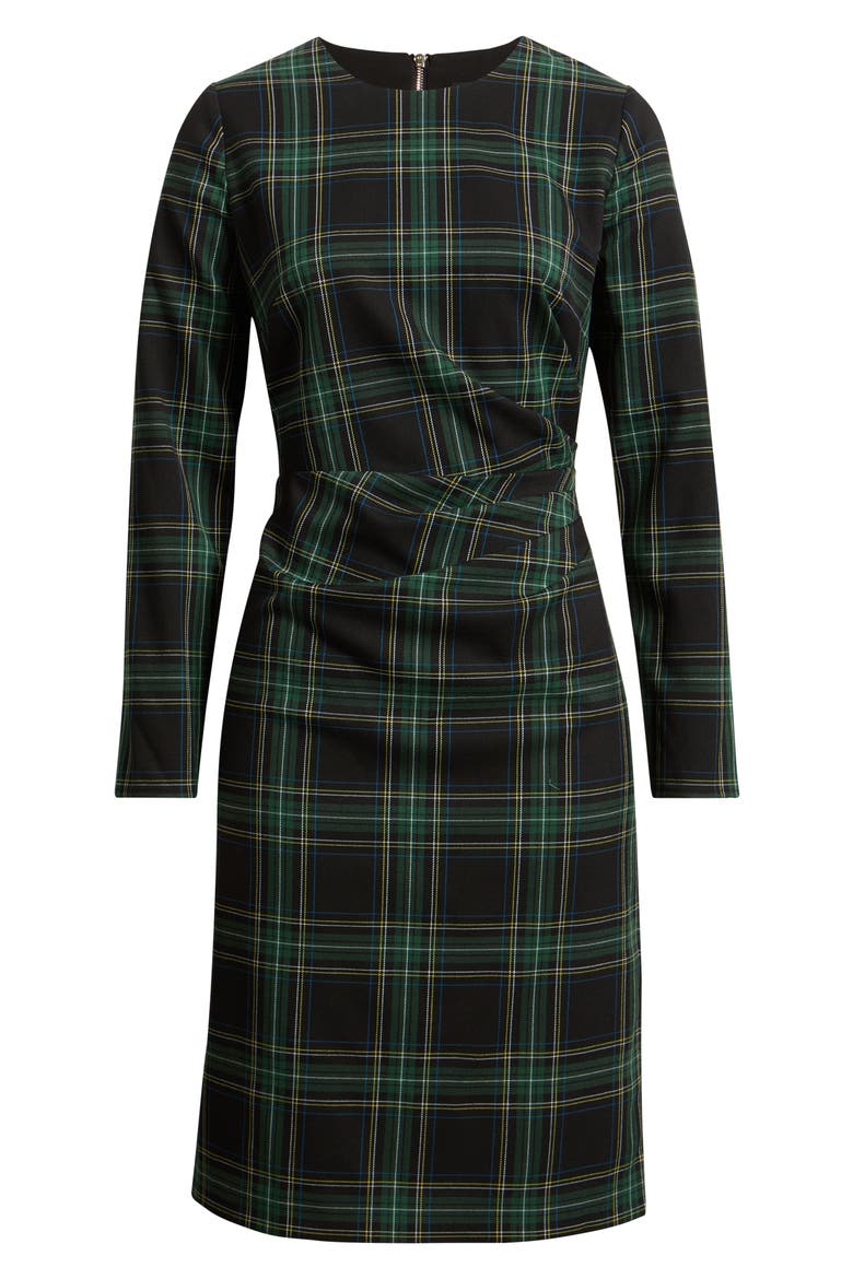 Side Drape Long Sleeve Dress, Alternate, color, WINTER PINE BARK