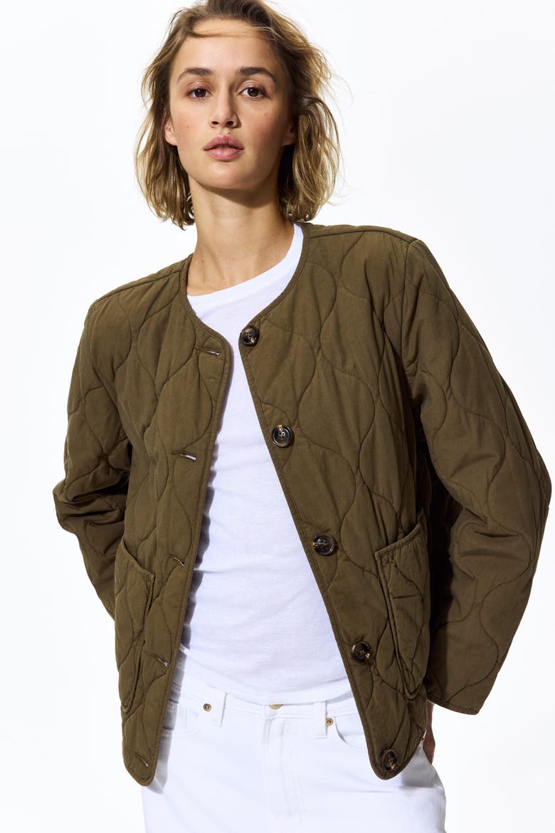 Quilted Jacket, Alternate, color, Dark khaki green