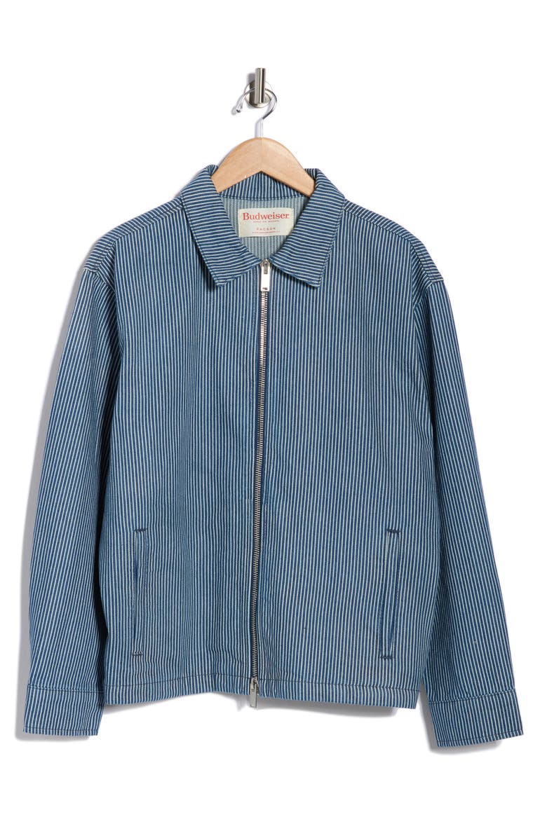 PacSun Initial Stripe Denim Chore Jacket, Main, color, Overdye Denim