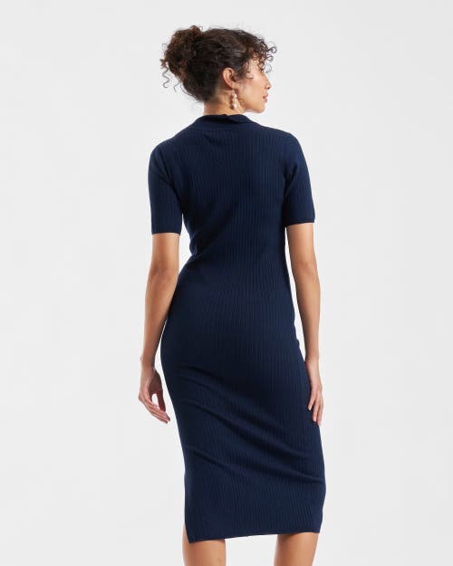 Ripe Maternity Maddy Knit Polo Dress In Blue