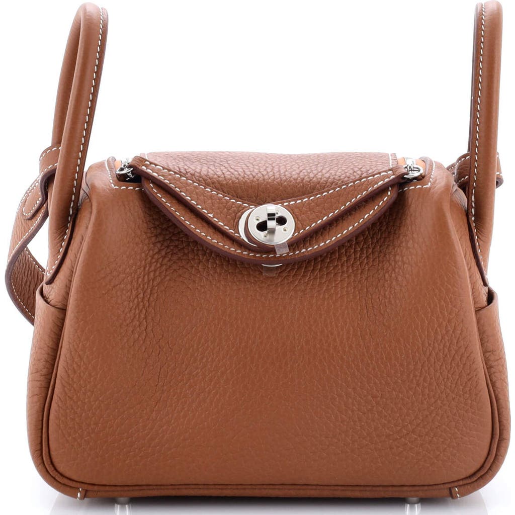 Pre-owned Hermes Hermes Lindy Bag Clemence Mini In Gold