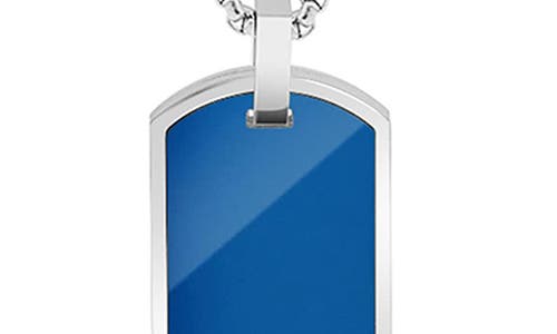 Geoffrey Beene Stainless Steel Dog Tag Pendant Necklace