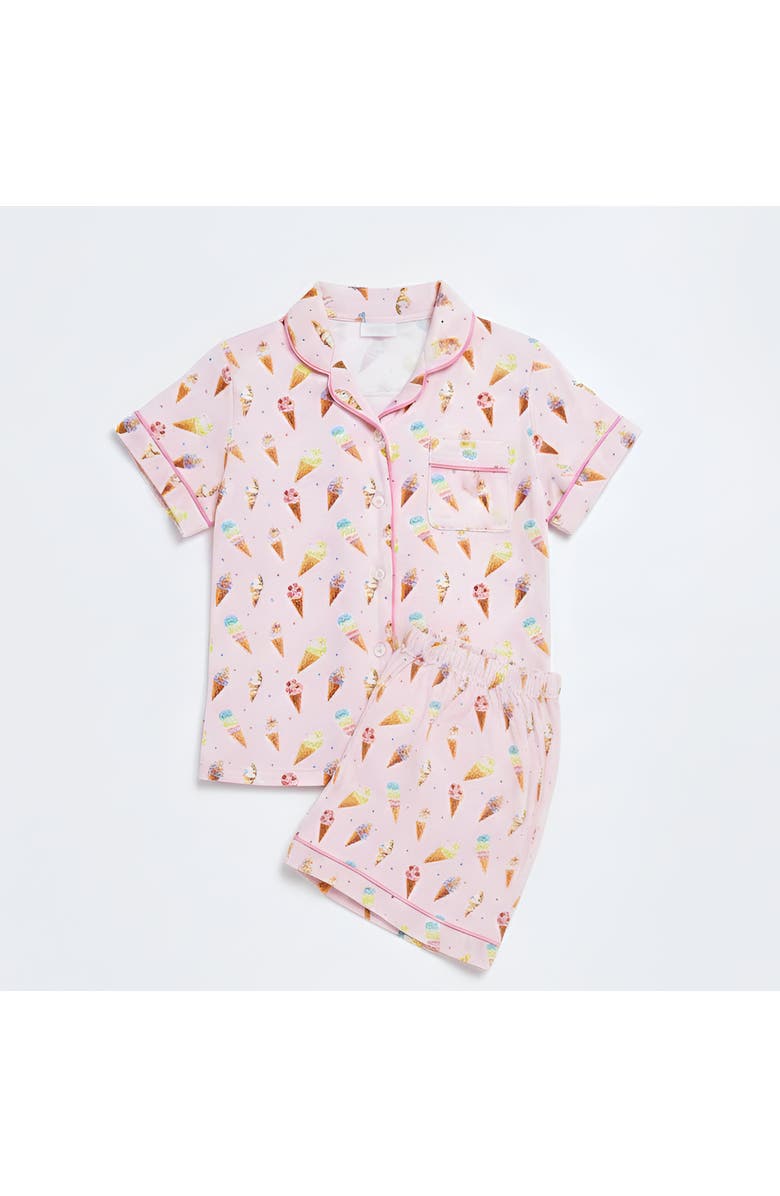 Preppy Goose Ice Cream Print Short Sleeve Jersey PJ, Main, color, Pink Multi