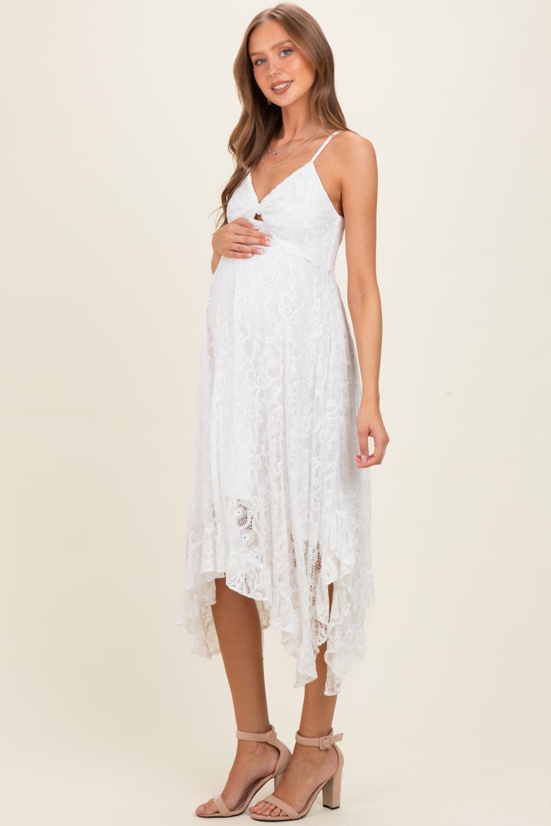 Twist Front Lace Maxi Dress, Main, color, Ivory