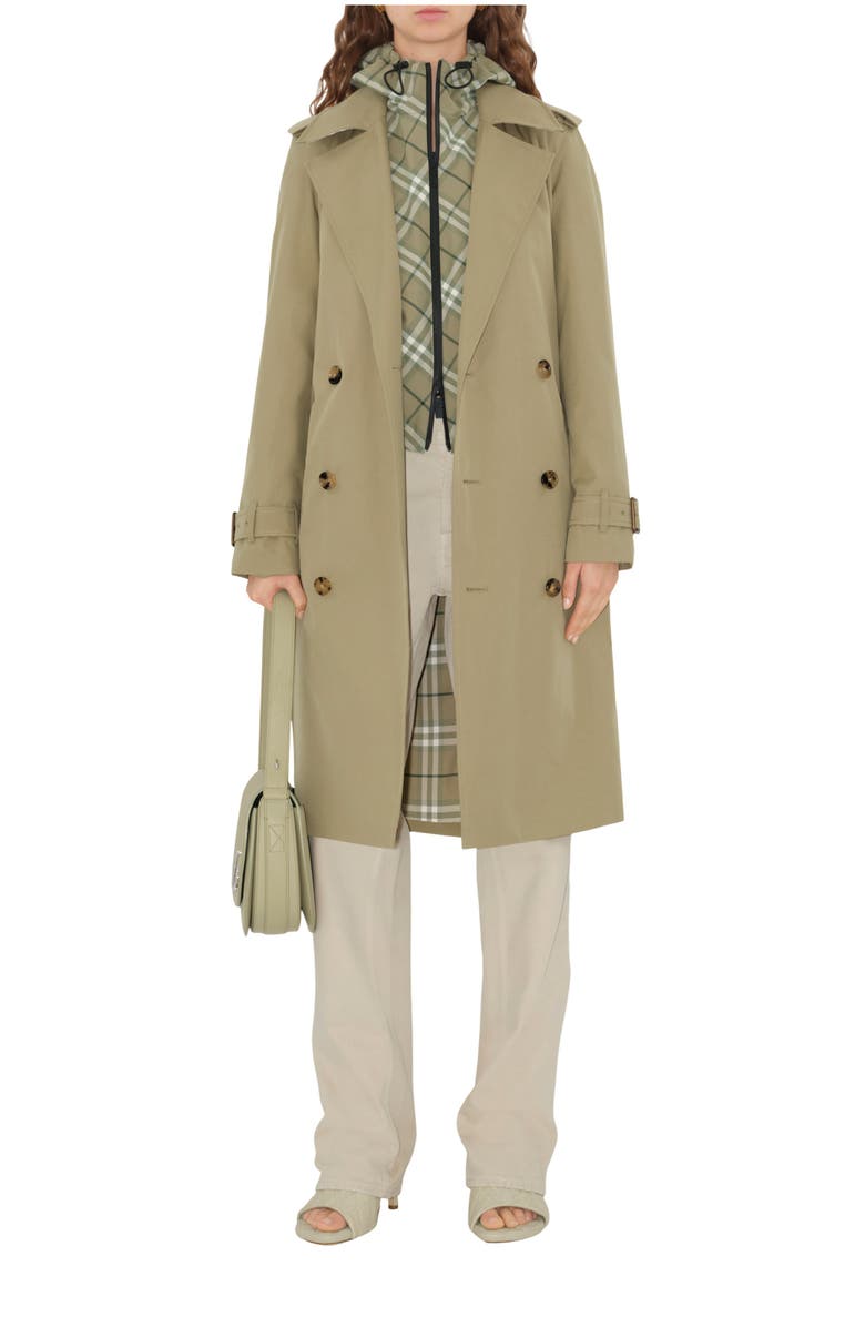 Burberry Long Gabardine Trench Coat, Main, color, Skylark