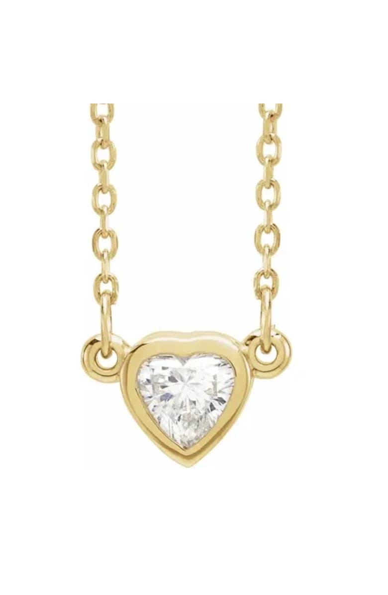 Bliss Diamond 3/8ct Bezel Solitaire Heart Shape Diamond 14K Gold Lab Grown Necklace, Main, color, 14K Yellow Gold