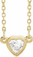Bliss Diamond 3/8ct Bezel Solitaire Heart Shape Diamond 14K Gold Lab Grown Necklace