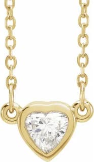 Bliss Diamond 3/8ct Bezel Solitaire Heart Shape Diamond 14K Gold Lab Grown Necklace