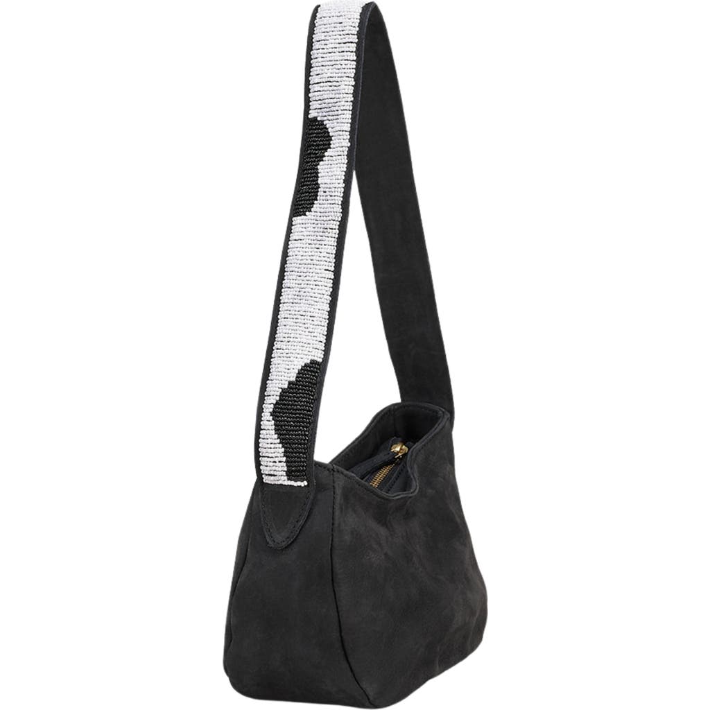 Sarep + Rose Hand-Beaded Shoulder Bag in Black Nubuck  product