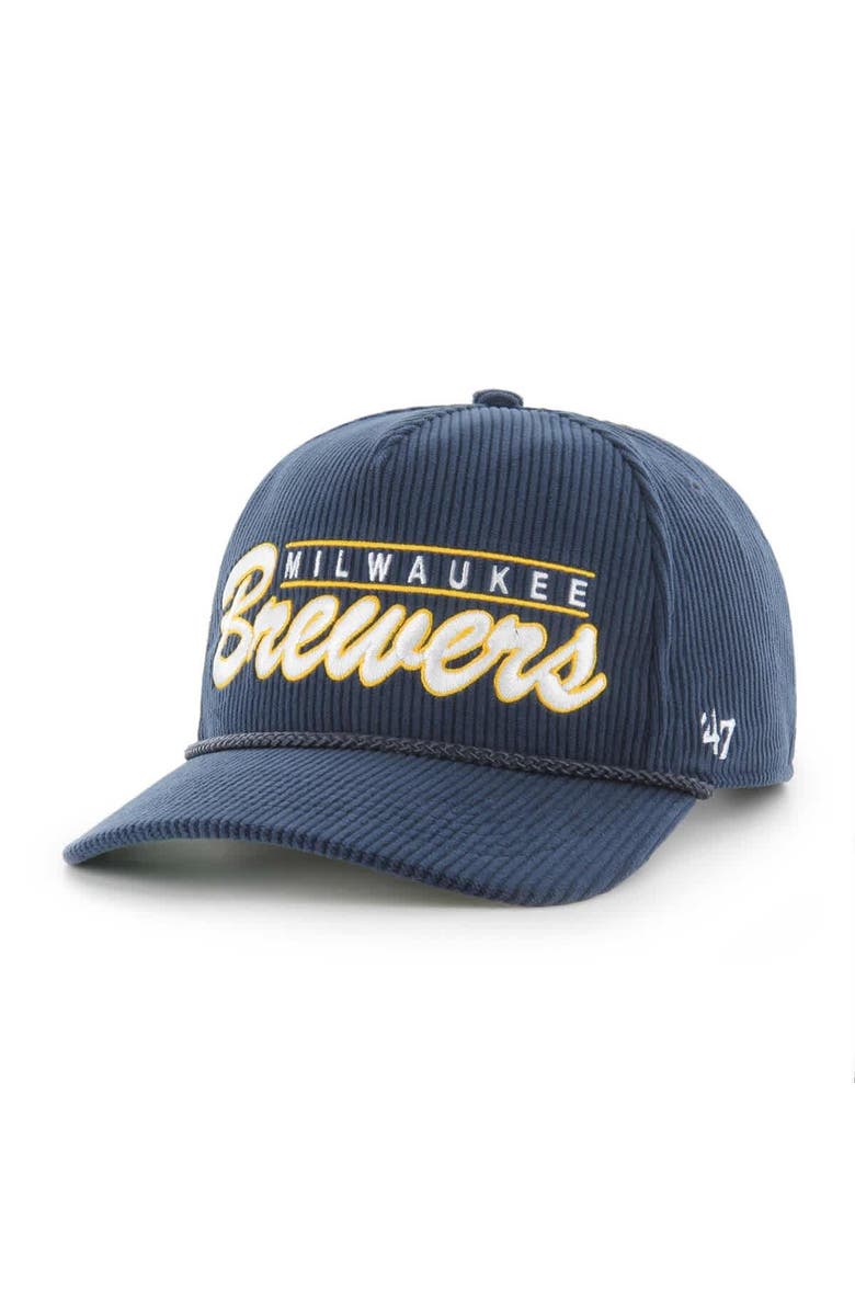 '47 Men's '47 Navy Milwaukee Brewers Corduroy Hitch Adjustable Hat, Alternate, color, 