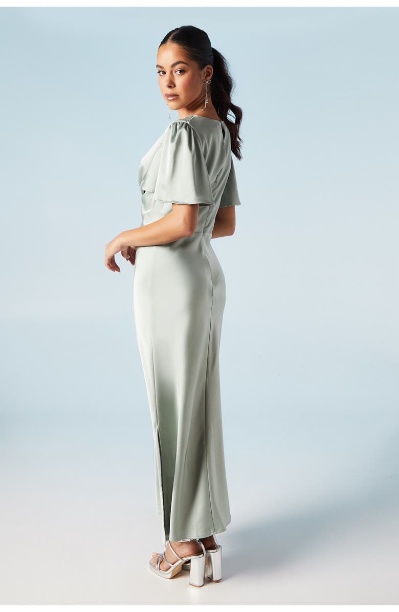 Oasis Satin Midi Bridesmaids Dress, Alternate, color, Sage