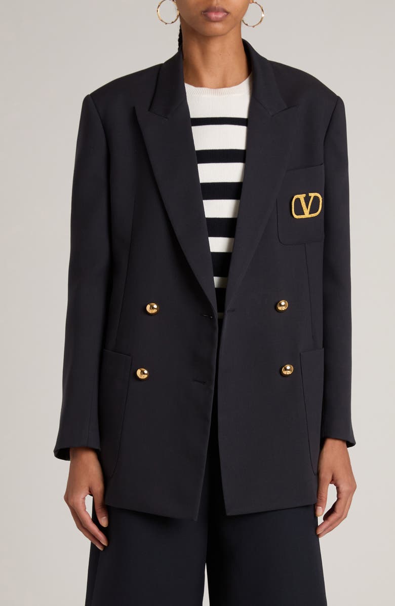 Valentino Garavani VLOGO Button Double Breasted Virgin Wool Jacket, Main, color,