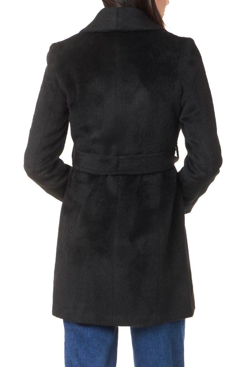 Baby Alpaca and Wool Blend Short Belted Coat, Alternate, color, BLACK