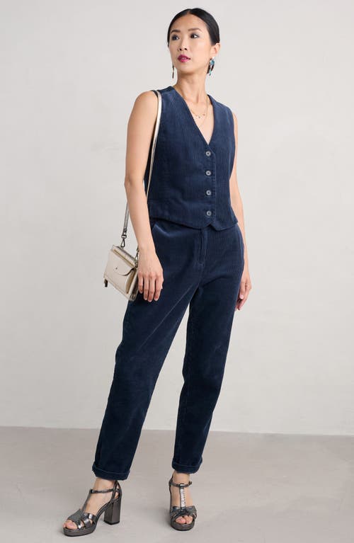 Seasalt Cornwall Pinpoint Organic Cotton Corduroy Vest In Maritime
