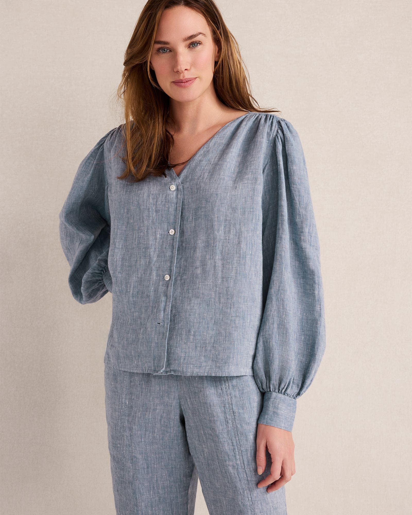 Linen V-Neck Blouse - image 2