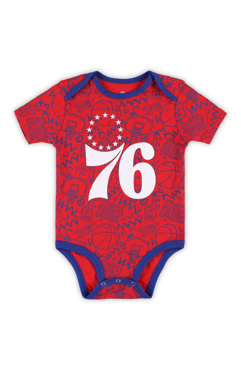 Outerstuff Infant Royal/Red/Gray Philadelphia 76ers Slam Dunk 3-Piece Bodysuit Set, Alternate, color, Royal