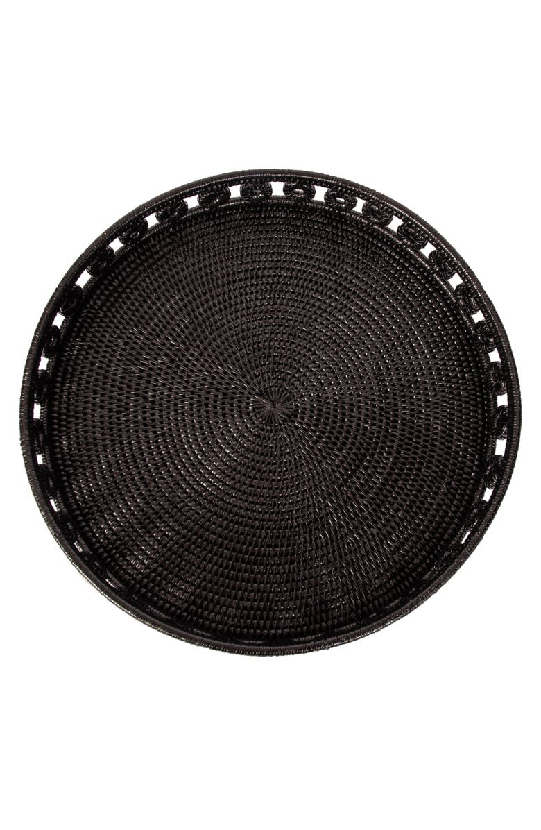 Artifacts Trading Company<sup>™</sup> Artifacts Rattan Inna Design Round Tray, Alternate, color, Tudor Black