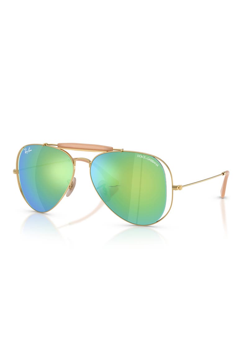 Outdoorsman 53mm Mirrored Pilot Sunglasses, Alternate, color, ARISTA / GREEN MIRROR GREEN