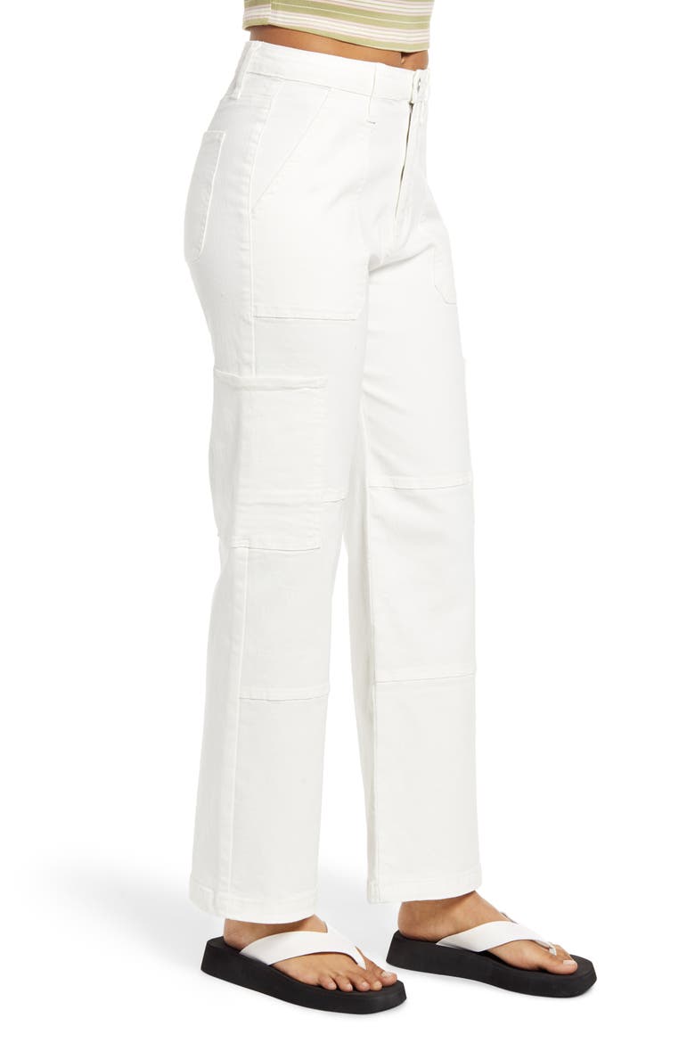 Wide Leg Utility Jeans, Alternate, color, WHITE WASH