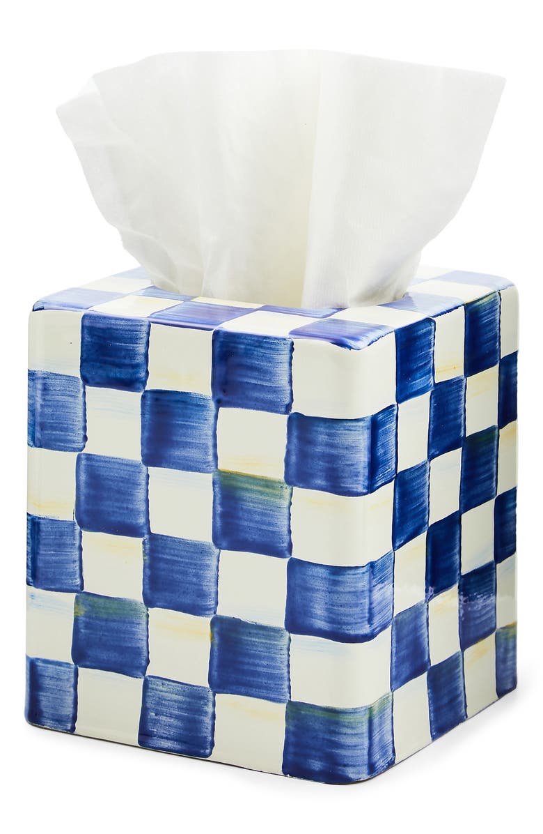 MACKENZIE CHILDS Royal Check Boutique Tissue Box Cover, Alternate, color, Royal