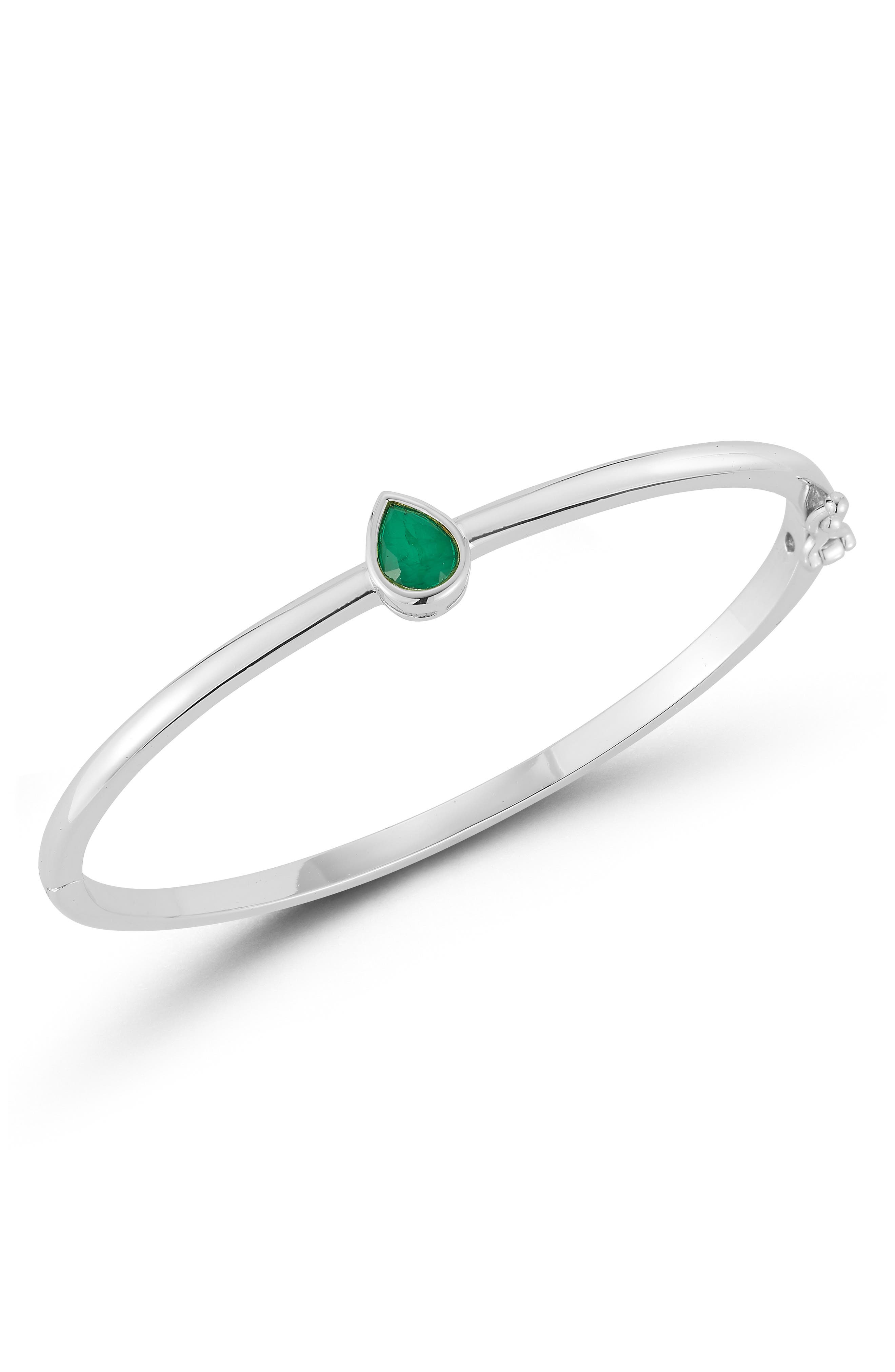 Sphera Milano Pear Green Cubic Zirconia Bangle In Silver