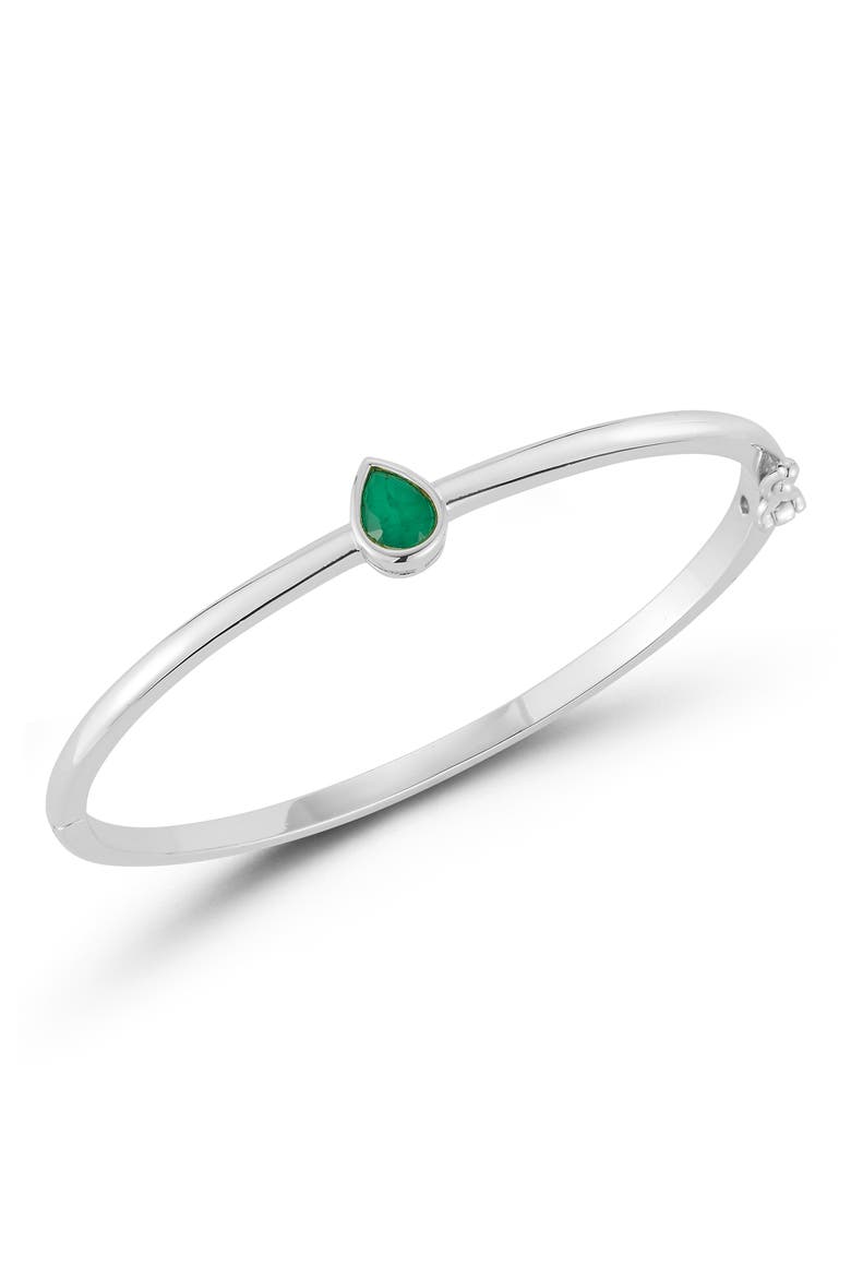 Pear Green Cubic Zirconia Bangle, Main, color, SILVER