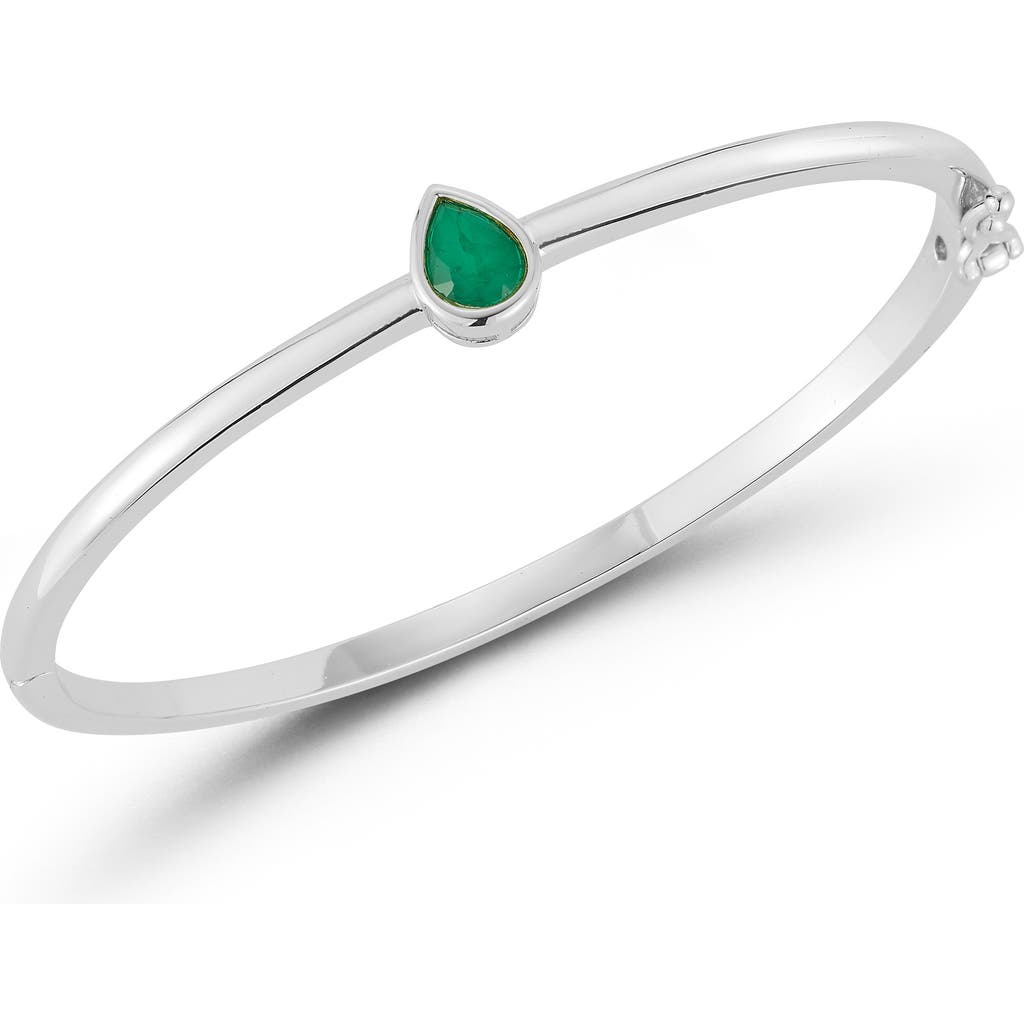 Sphera Milano Pear Green Cubic Zirconia Bangle In Silver