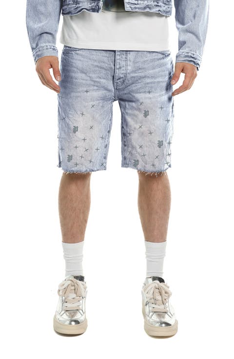 Mono Stars Tufted Denim Shorts