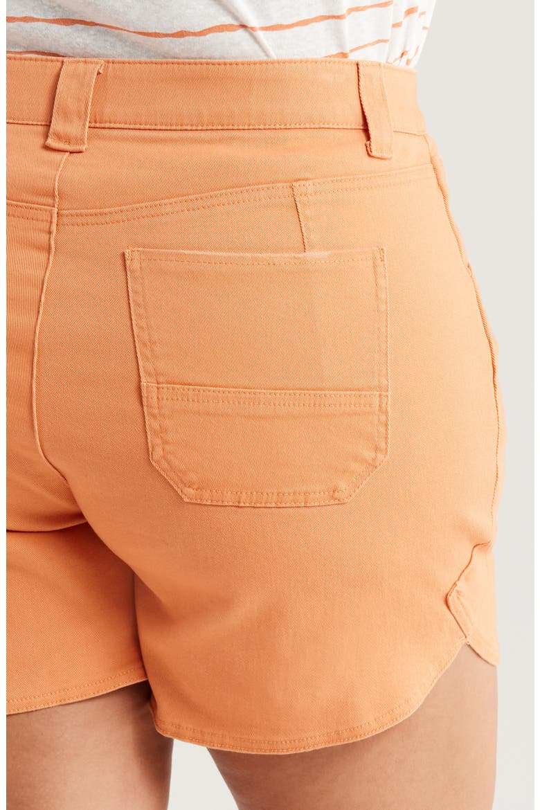 Skyrise High Waist Dolphin Hem Denim Shorts, Alternate, color, AUTUMN SUNSET