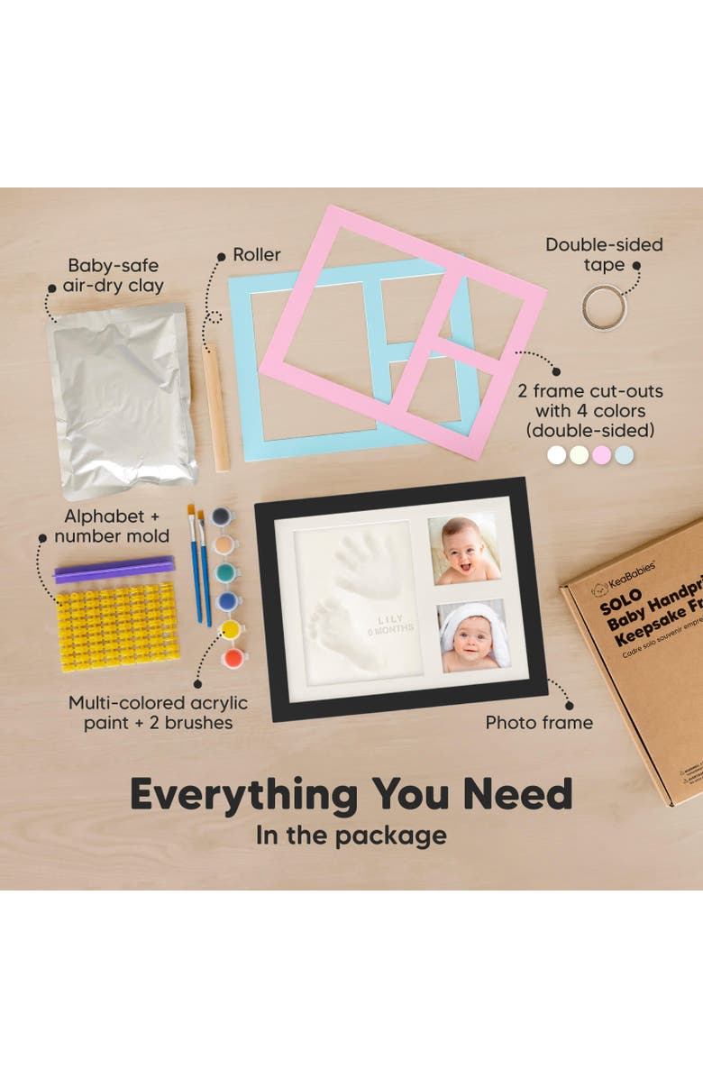 KeaBabies Baby Handprint & Footprint Keepsake Solo Frame, Alternate, color, Onyx Black