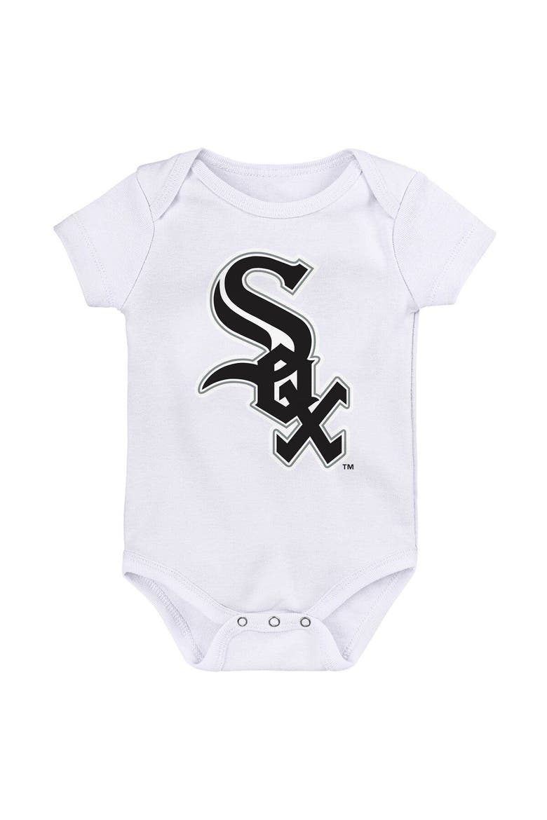 Newborn & Infant Heather Gray/Black/White Chicago White Sox Minor League Player Three-Pack Bodysuit Set, Alternate, color, Heather Gray