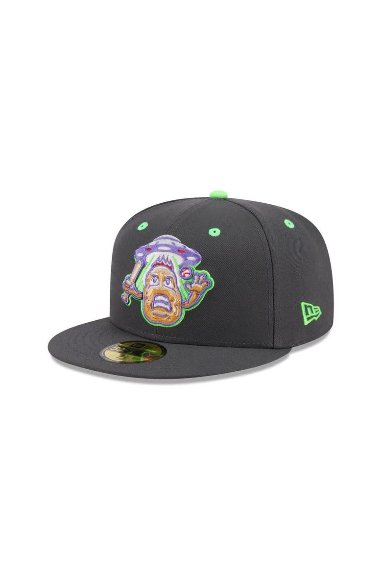 Men's New Era  Charcoal New Hampshire Fisher Cats Theme Nights 59FIFTY Fitted Hat, Main, color, Charcoal