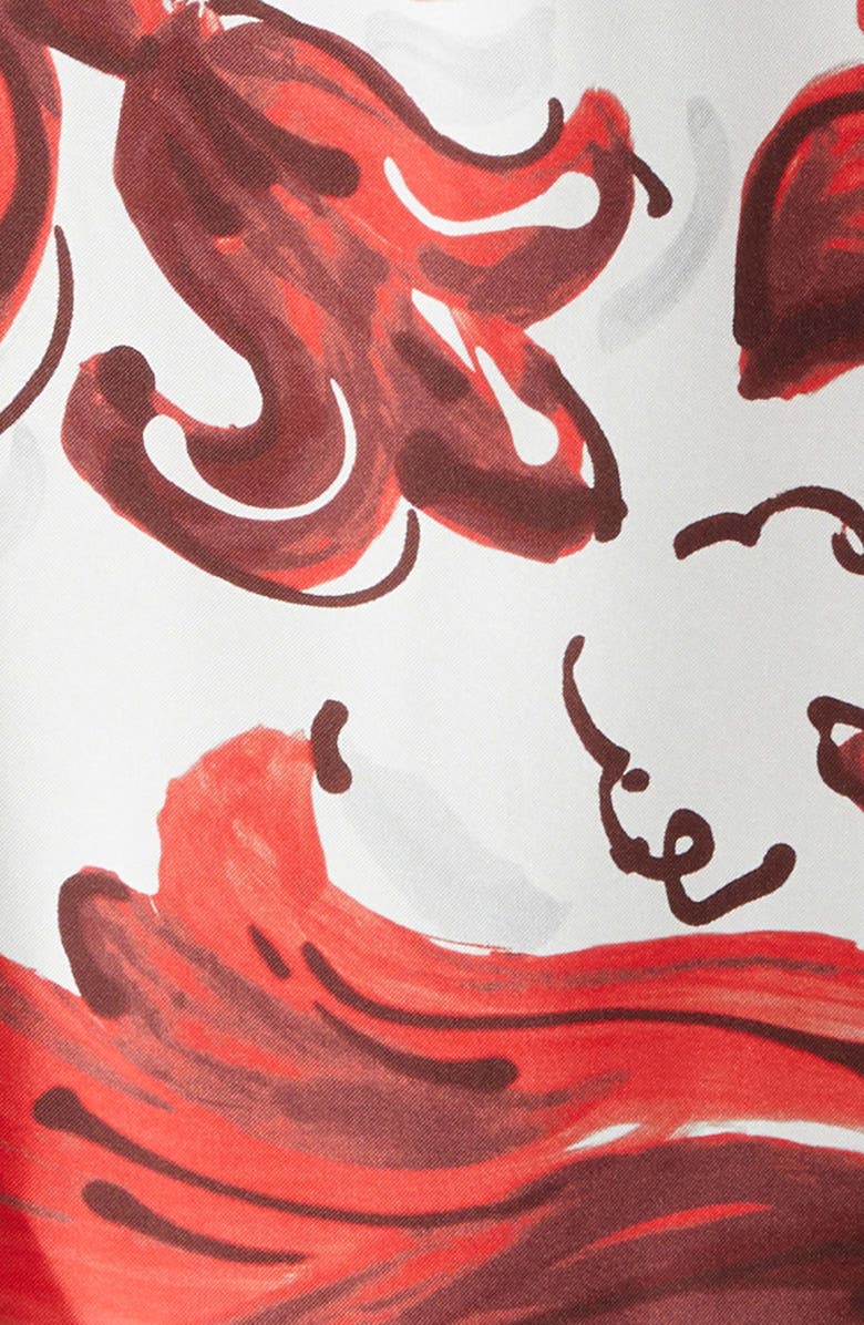 Dolce&Gabbana Majolica Print Short Sleeve Silk Button-Up Shirt, Alternate, color, Id5dq Maiolica 1L Rubino