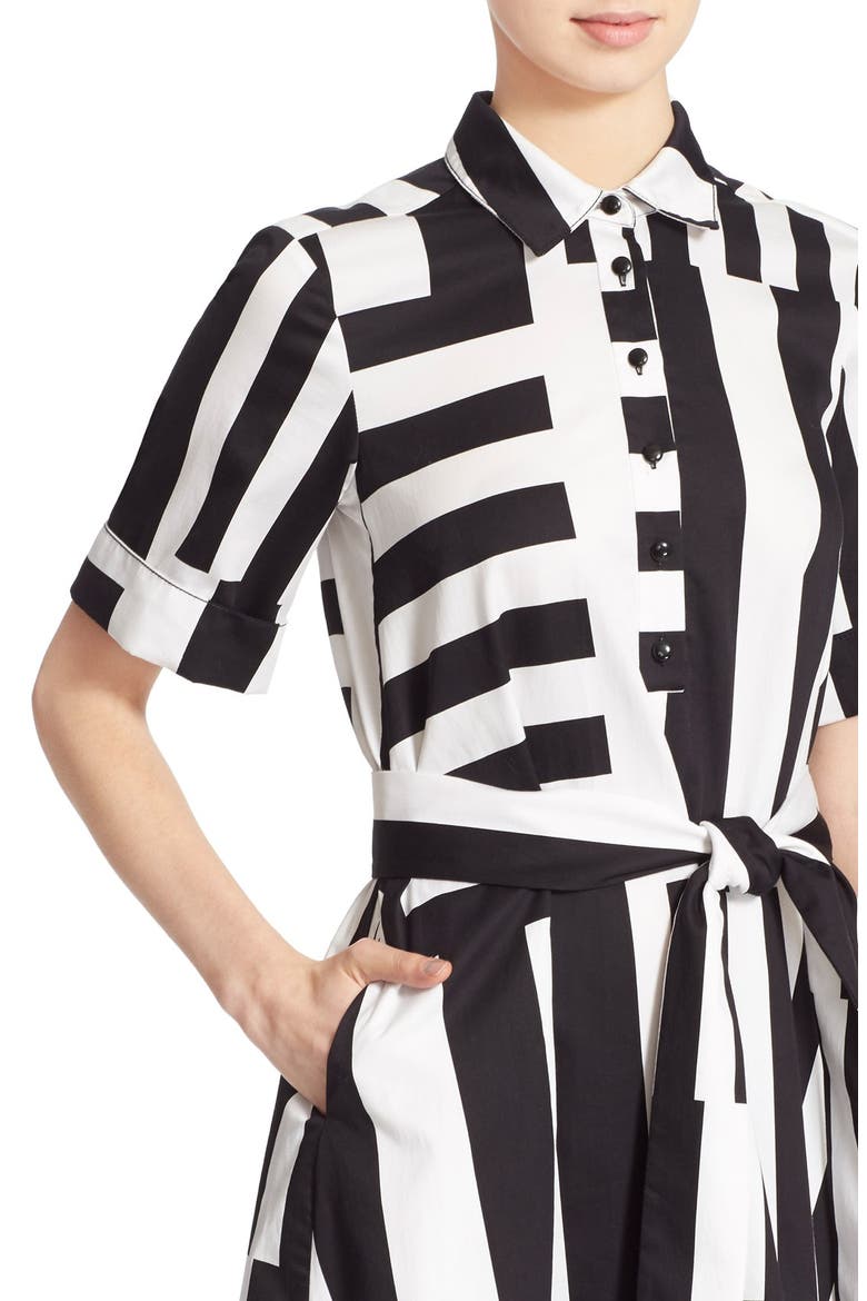 monochrome stripe shirtdress, Alternate, color, NEUTRAL