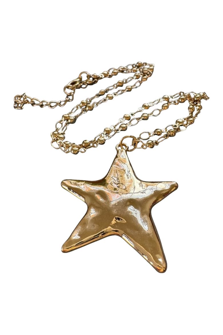 Textured Star Necklace, Main, color, Gold