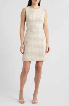 Metallic Tweed Sleeveless Sheath Dress