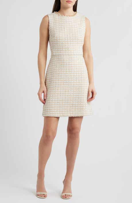 Metallic Tweed Sleeveless Sheath Dress