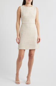 Eliza J Metallic Tweed Sleeveless Sheath Dress